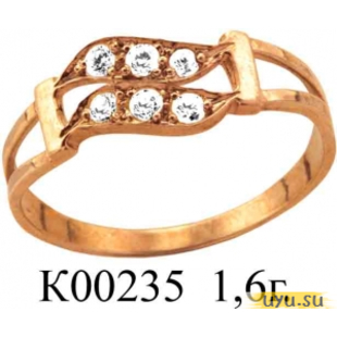 Золотое кольцо 585 пробы с фианитом, К00235
