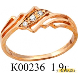 Золотое кольцо 585 пробы с фианитом, К00236