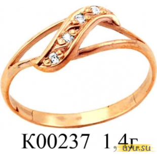 Золотое кольцо 585 пробы с фианитом, К00237