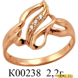 Золотое кольцо 585 пробы с фианитом, К00238