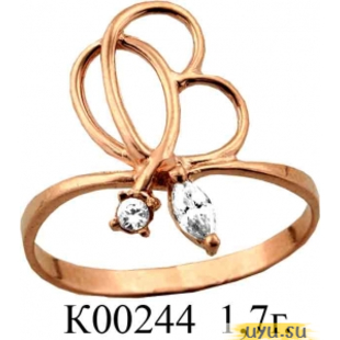 Золотое кольцо 585 пробы с фианитом, К00244
