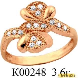 Золотое кольцо 585 пробы с фианитом, К00248