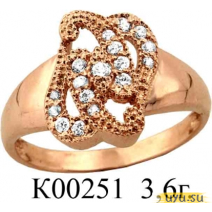 Золотое кольцо 585 пробы с фианитом, К00251