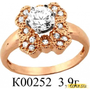 Золотое кольцо 585 пробы с фианитом, К00252