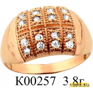 Золотое кольцо 585 пробы с фианитом, К00257