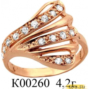 Золотое кольцо 585 пробы с фианитом, К00260