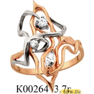 Золотое кольцо 585 пробы с фианитом, К00264