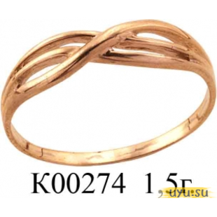 Золотое кольцо 585 пробы без камней К00274