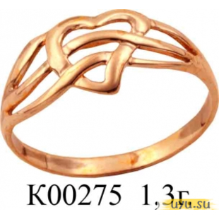 Золотое кольцо 585 пробы без камней К00275
