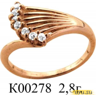Золотое кольцо 585 пробы с фианитом, К00278