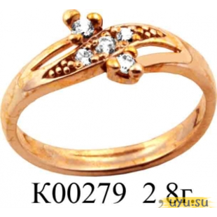 Золотое кольцо 585 пробы с фианитом, К00279