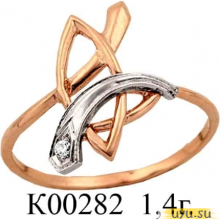 Золотое кольцо 585 пробы с фианитом, К00282