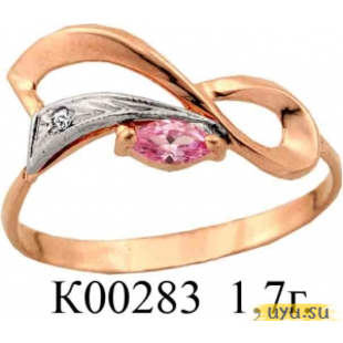 Золотое кольцо 585 пробы с фианитом, К00283