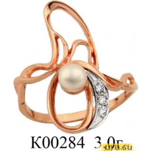 Золотое кольцо 585 пробы с фианитом, К00284
