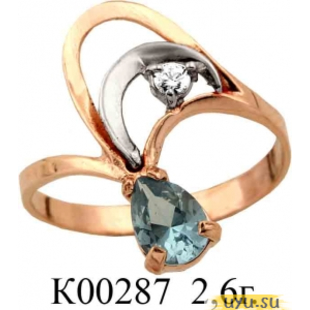 Золотое кольцо 585 пробы с фианитом, К00287