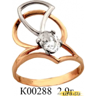 Золотое кольцо 585 пробы с фианитом, К00288