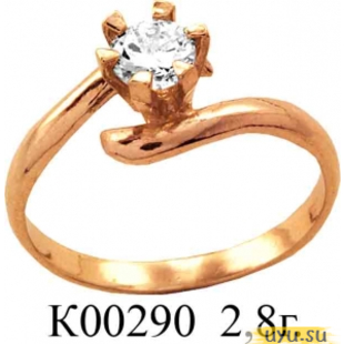 Золотое кольцо 585 пробы с фианитом, К00290