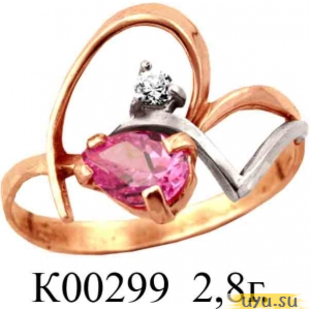 Золотое кольцо 585 пробы с фианитом, К00299