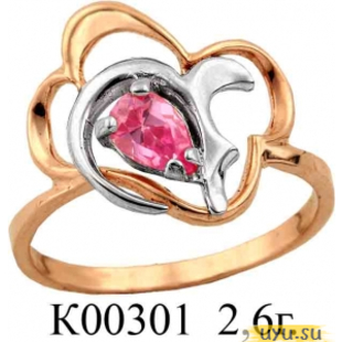Золотое кольцо 585 пробы с фианитом, К00301