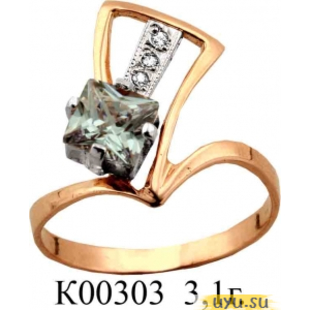 Золотое кольцо 585 пробы с фианитом, К00303