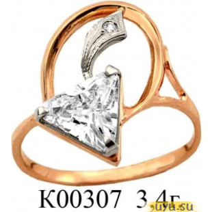 Золотое кольцо 585 пробы с фианитом, К00307