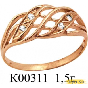 Золотое кольцо 585 пробы с фианитом, К00311