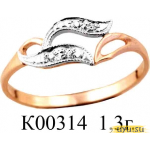 Золотое кольцо 585 пробы с фианитом, К00314