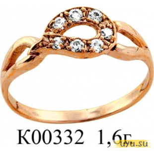 Золотое кольцо 585 пробы с фианитом, К00332