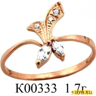 Золотое кольцо 585 пробы с фианитом, К00333