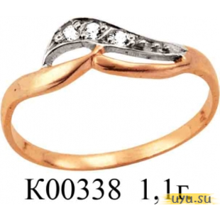 Золотое кольцо 585 пробы с фианитом, К00338