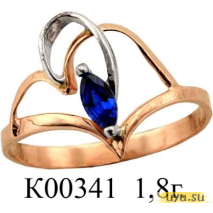 Золотое кольцо 585 пробы с фианитом, К00341