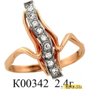 Золотое кольцо 585 пробы с фианитом, К00342