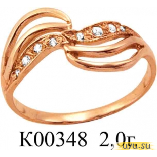 Золотое кольцо 585 пробы с фианитом, К00348