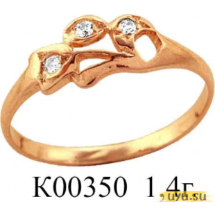 Золотое кольцо 585 пробы с фианитом, К00350