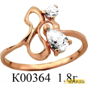 Золотое кольцо 585 пробы с фианитом, К00364