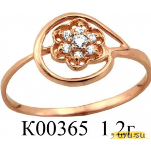 Золотое кольцо 585 пробы с фианитом, К00365