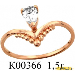 Золотое кольцо 585 пробы с фианитом, К00366