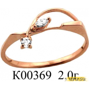 Золотое кольцо 585 пробы с фианитом, К00369