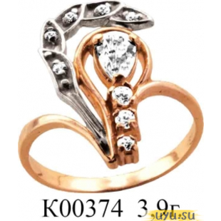Золотое кольцо 585 пробы с фианитом, К00374