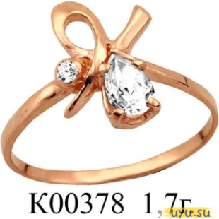 Золотое кольцо 585 пробы с фианитом, К00378