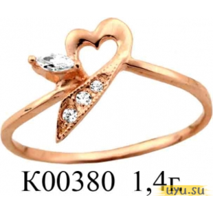 Золотое кольцо 585 пробы с фианитом, К00380