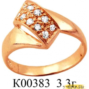Золотое кольцо 585 пробы с фианитом, К00383