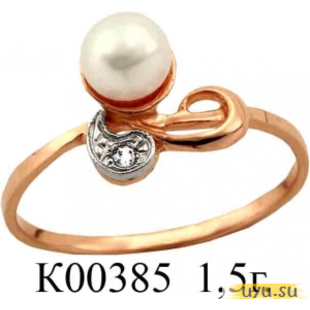 Золотое кольцо 585 пробы с фианитом, К00385