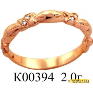 Золотое кольцо 585 пробы с фианитом, К00394