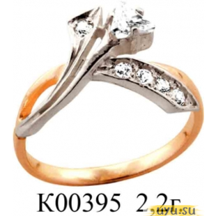 Золотое кольцо 585 пробы с фианитом, К00395
