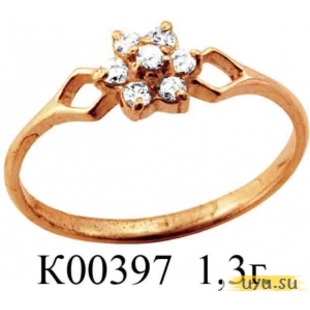 Золотое кольцо 585 пробы с фианитом, К00397