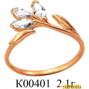 Золотое кольцо 585 пробы с фианитом, К00401