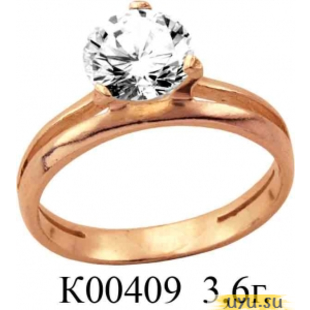 Золотое кольцо 585 пробы с фианитом, К00409