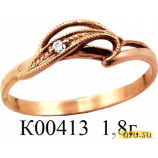 Золотое кольцо 585 пробы с фианитом, К00413
