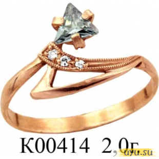 Золотое кольцо 585 пробы с фианитом, К00414